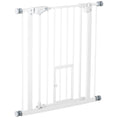 Load image into Gallery viewer, 30"H Dog Gate with Cat Door, Pet Gate with Small Door, Easy Open Indoor Dog Gates for Doorways, House, Stair, 29"-32" Long, White