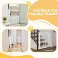 Load image into Gallery viewer, 30"H Dog Gate with Cat Door, Pet Gate with Small Door, Easy Open Indoor Dog Gates for Doorways, House, Stair, 29"-32" Long, White