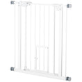 Load image into Gallery viewer, 30"H Dog Gate with Cat Door, Pet Gate with Small Door, Easy Open Indoor Dog Gates for Doorways, House, Stair, 29"-32" Long, White