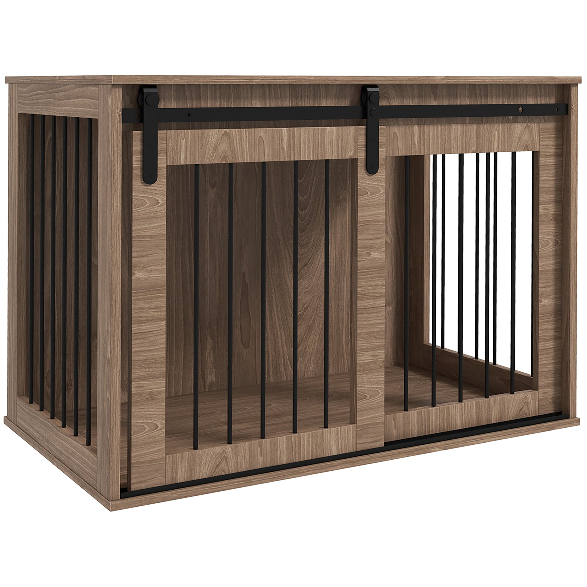 Pawhut Sliding Barn Door Furniture Style Dog Crate with Secure