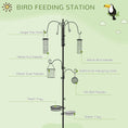 Load image into Gallery viewer, Bird Feeding Station Kit, Wild Bird Feeder Pole with 6 Hooks, 4 Hanging Feeders for Peanuts, Seed, Fat Balls, for Garden, Outdoor, Black