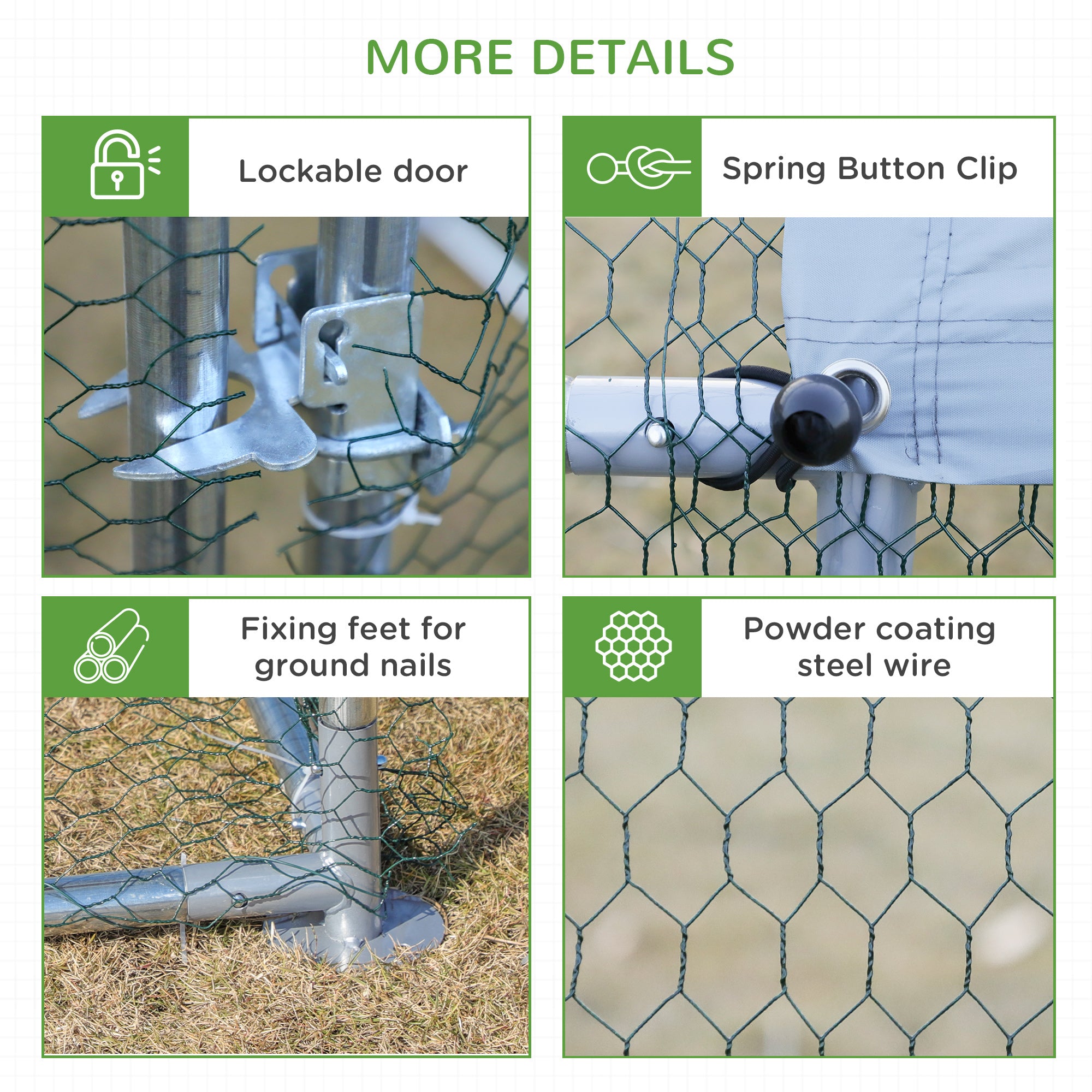 PawHut Large Chicken Coop Metal Chicken Run with Waterproof and Anti-UV Cover, Spire Shaped Walk-in Fence Cage Hen House for Outdoor and Yard Farm Use, 1.3" Tube Diameter, 9.8' x 19.7' x 6.4'
