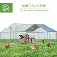 Load image into Gallery viewer, PawHut Large Chicken Coop Metal Chicken Run with Waterproof and Anti-UV Cover, Spire Shaped Walk-in Fence Cage Hen House for Outdoor and Yard Farm Use, 1.3" Tube Diameter, 9.8' x 19.7' x 6.4'