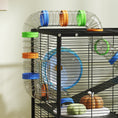 Load image into Gallery viewer, Large Hamster Cage with 7" Deep Tray, 3 Tier Rolling Gerbil Cage with Storage Shelf, Big Exercise Wheel, Tube System, Hut, Platforms, Ramps, for Syrian, Gerbil, Rat