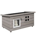 Load image into Gallery viewer, Outdoor Wooden Cat House, Elevated Cat Shelter Kennel, Pet Play House with Openable Top, Asphalt Roof, Window, 87 x 52 x 44 cm, Grey