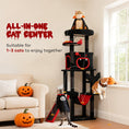 Load image into Gallery viewer, Gothic Cat Tree, 152 cm Multi-Level Cat Tower for Indoor Large Kittens with 1 Coffin Bed, 1 Hammock, 1 Condo, 2 Perches, Sisal Scratching Posts, 1 Scratching Ramp, Toy Ball, Black, Halloween