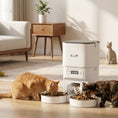 Load image into Gallery viewer, Automatic Cat Feeder with 2 Stainless Steel Bowls, 4L Pet Food Dispenser with Portion Control for 1–6 Meals Daily, Anti-Clogging Design, Dual Power Supply