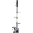 Load image into Gallery viewer, Floor to Ceiling Cat Tree, 4 Tiers Cat Tower, Adjustable Height 89-100", Tall Kitty Climbing Tower w/ Scratching Post, Condo, Bed, Perches, Dangling Ball for Indoor Kittens