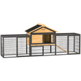 Load image into Gallery viewer, Rabbit Hutch Outdoor, Wooden Guinea Pig Hutch with Steel Run, Removable Leak Proof Tray, Water-Resistant Roof, Ramp, Small Animal House for 2-3 Bunnies, Guinea Pigs, 217 x 53 x 86 cm
