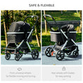 Load image into Gallery viewer, PawHut 3 in 1 Dog Stroller, Folding Pet Stroller with Storage Basket, Removable Carrier, Cushion, Safety Leashes, Cat Stroller for Small Dogs and Cats, Black