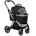 Load image into Gallery viewer, PawHut 3 in 1 Dog Stroller, Folding Pet Stroller with Storage Basket, Removable Carrier, Cushion, Safety Leashes, Cat Stroller for Small Dogs and Cats, Black
