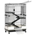 Load image into Gallery viewer, 45"H 4-Level Small Animal Cage Rabbit Hutch with Universal Lockable Wheels, Slide-out Tray for Bunny, Chinchillas, Ferret, Black
