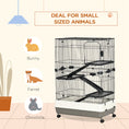 Load image into Gallery viewer, 45"H 4-Level Small Animal Cage Rabbit Hutch with Universal Lockable Wheels, Slide-out Tray for Bunny, Chinchillas, Ferret, Black