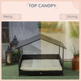Load image into Gallery viewer, Rattan Dog House Outdoor with Shade Canopy, Elevated Wicker Dog Bed with Soft Cushion Washable Cover, for Medium Large Dogs, Cream White