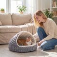 Load image into Gallery viewer, Cat Bed for Indoor Kittens, Cat Cave House with Non-Slip Bottom and Washable Cushion, Soft Pet Bed for Indoor Warmth & Comfort, 50 x 50 x 32 cm, Grey