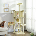 Load image into Gallery viewer, Cat Tree, 62" Multi-Level Cat Tower with Scratching Posts, 2 Condos, Hammock, Perches, Plush, Pompoms, for Indoor Kittens Playing, Resting, Sleeping, Beige