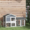 Load image into Gallery viewer, PawHut 58" Rabbit Hutch, Wooden Bunny Hutch, Guinea Pig Cage, Small Animal Enclosure with Run Area, Removable Tray, Asphalt Roof, Lockable Doors and Ramp, Gray