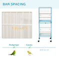 Load image into Gallery viewer, 55.1" 2 In 1 Bird Cage Aviary Parakeet House for finches, budgies with Wheels, Slide-out Trays, Wood Perch, Food Containers, Light Blue
