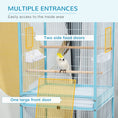 Load image into Gallery viewer, 55.1" 2 In 1 Bird Cage Aviary Parakeet House for finches, budgies with Wheels, Slide-out Trays, Wood Perch, Food Containers, Light Blue