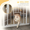 Load image into Gallery viewer, 41"H Dog Gate with Cat Door, Pet Gate with Small Door, Easy Open Indoor Dog Gates for Doorways, House, Stair, 29"-31.5" Long, White