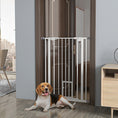 Load image into Gallery viewer, 41"H Dog Gate with Cat Door, Pet Gate with Small Door, Easy Open Indoor Dog Gates for Doorways, House, Stair, 29"-31.5" Long, White