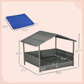 Load image into Gallery viewer, PawHut Wicker Dog House Outdoor with Canopy, Rattan Dog Bed with Water-resistant Cushion, Raised Dog Bed for Small, Medium Dogs up to 66 lbs, 19.75" in Length, Gray Wicker, Dark Blue Cushion
