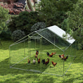 Charger l'image dans la visionneuse de la galerie, Metal Chicken Coop, 9.8 x 11.2 FT Walk-in Chicken Run with Weatherproof UV Cover, Lockable Door, Large Outdoor Poultry Cage for 10-15 Chickens, for Farm Yard Garden, Silver