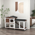 Load image into Gallery viewer, Rabbit Hutch Outdoor with Run Guinea Pig Hutch 2-Tier Bunny Cage w/ Wheels No-Leak Plastic Tray 157.4 x 53 x 99.5 cm - Brown