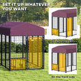 Load image into Gallery viewer, PawHut 7.9' x 4' x 6' Outdoor Dog Kennel, Welded Wire Heavy Duty Dog Run with 360° Rotating & 4 Level Adjustable Bowls, Dog Kennel Outside with Waterproof & UV Resistant Cover, for S&M&L Dogs