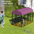 Load image into Gallery viewer, PawHut 7.9' x 4' x 6' Outdoor Dog Kennel, Welded Wire Heavy Duty Dog Run with 360° Rotating & 4 Level Adjustable Bowls, Dog Kennel Outside with Waterproof & UV Resistant Cover, for S&M&L Dogs