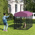 Load image into Gallery viewer, PawHut 7.9' x 4' x 6' Outdoor Dog Kennel, Welded Wire Heavy Duty Dog Run with 360° Rotating & 4 Level Adjustable Bowls, Dog Kennel Outside with Waterproof & UV Resistant Cover, for S&M&L Dogs