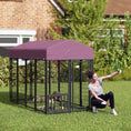 Load image into Gallery viewer, PawHut 7.9' x 4' x 6' Outdoor Dog Kennel, Welded Wire Heavy Duty Dog Run with 360° Rotating & 4 Level Adjustable Bowls, Dog Kennel Outside with Waterproof & UV Resistant Cover, for S&M&L Dogs