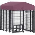 Load image into Gallery viewer, PawHut 7.9' x 4' x 6' Outdoor Dog Kennel, Welded Wire Heavy Duty Dog Run with 360° Rotating & 4 Level Adjustable Bowls, Dog Kennel Outside with Waterproof & UV Resistant Cover, for S&M&L Dogs