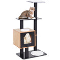 Load image into Gallery viewer, 47" Wood Cat Tree, Cat Condo Tower with Scratching Post, Toy Ball, Black