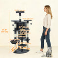 Load image into Gallery viewer, Cat Tree, 62" Multi-Level Cat Tower with Scratching Posts, 2 Condos, Hammock, Perches, Plush, Pompoms, for Indoor Kittens Playing, Resting, Sleeping, Dark Grey