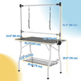 Charger l'image dans la visionneuse de la galerie, 42in Foldable Dog Grooming Table, Pet Grooming Table with Adjustable Grooming Arms, Storage Shelf, Two Nooses, 42" x 24" x 61", Black
