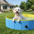 Load image into Gallery viewer, Foldable Dog Pool for Puppies and Ducks, Thickened PVC Dog Paddling Pool Bath Tub Hard Board, Anti-Slip Bottom and Hose Adapter for Easy Drainage, 80 x 20cm, Blue and Yellow