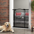 Load image into Gallery viewer, Pressure Fit Dog Stair Gate No Drilling Safety Gate Auto Close for Doorways, Hallways, 74-87cm Adjustable, 94cm Tall, Black
