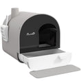 Gallery viewerに画像を読み込む, Large Cat Litter Box with Lid, Enclosed Kitty Litter Box with Slide-out Tray, Scoop, Filter, Light Grey