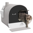 Load image into Gallery viewer, Cat Litter Box Kitten Litter Tray w/ Hood, Scoop, Filter, Flap Door, 43 x 44 x 47cm - Light Grey