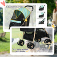 Load image into Gallery viewer, Dog Stroller with Rain Cover, Foldable Dog Pram, 4 Wheels Pet Pushchair with Safety Leashes, for Small, Miniature Dogs, Cats - Green