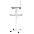Load image into Gallery viewer, Bird Table, Bird Feeding Station with Wheels, Perches, Stainless Steel Feed Bowls, Round Tray for Indoor - White