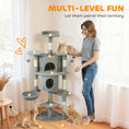 Load image into Gallery viewer, Cat Tree, 62" Multi-Level Cat Tower with Scratching Posts, 2 Condos, Hammock, Perches, Plush, Pompoms, for Indoor Kittens Playing, Resting, Sleeping, Light Grey