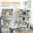 Load image into Gallery viewer, Cat Tree, 62" Multi-Level Cat Tower with Scratching Posts, 2 Condos, Hammock, Perches, Plush, Pompoms, for Indoor Kittens Playing, Resting, Sleeping, Light Grey
