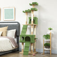 Load image into Gallery viewer, 68 inches Cat Tree, Multi-Level Large Cat Tower Condo with Scratching Posts, Perches, Cat Houses, Dangling Toy, Green