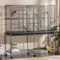 Load image into Gallery viewer, 65" Double Rolling Metal Bird Cage with Divider, Large Parrot Cage for Parakeet, Canaries, Lovebirds, Budgie, Finch, with Detachable Rolling Stand, Storage Shelf, Wood Perch & Food Container