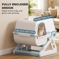 Load image into Gallery viewer, Cat Litter Box with Lid, Enclosed Cat Litter Box with Deodorization Bag & Drawer Pan, High Sides & Flip-to-Clean, Multi-Entry Design, Odor Control, Light Blue