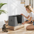 Load image into Gallery viewer, XL Stainless Steel Litter Box with Lid, Extra Large Top & Side Entry Enclosed Litter Box for Big Cats with 100° Flip Top, Scoop, Odor Free, Easy Cleaning, Non-Sticky, Anti Leakage, Dark Gray