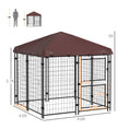 Load image into Gallery viewer, PawHut 4.6' x 4.6' x 5' Dog Kennel Outdoor with Waterproof Cover, Dog Playpen for Small and Medium-Sized Dogs with Two Part Door Design, Brown
