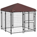 Load image into Gallery viewer, PawHut 4.6' x 4.6' x 5' Dog Kennel Outdoor with Waterproof Cover, Dog Playpen for Small and Medium-Sized Dogs with Two Part Door Design, Brown